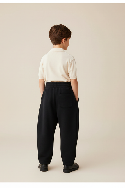 Pantalon Baggy Garçon Noir Jogging Coton - Molleton - vue 2