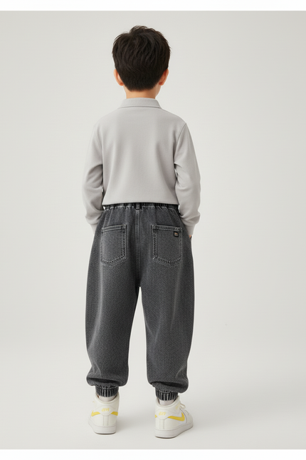 Pantalon Baggy Jean Gris Ample Smiley Garçon - vue 2