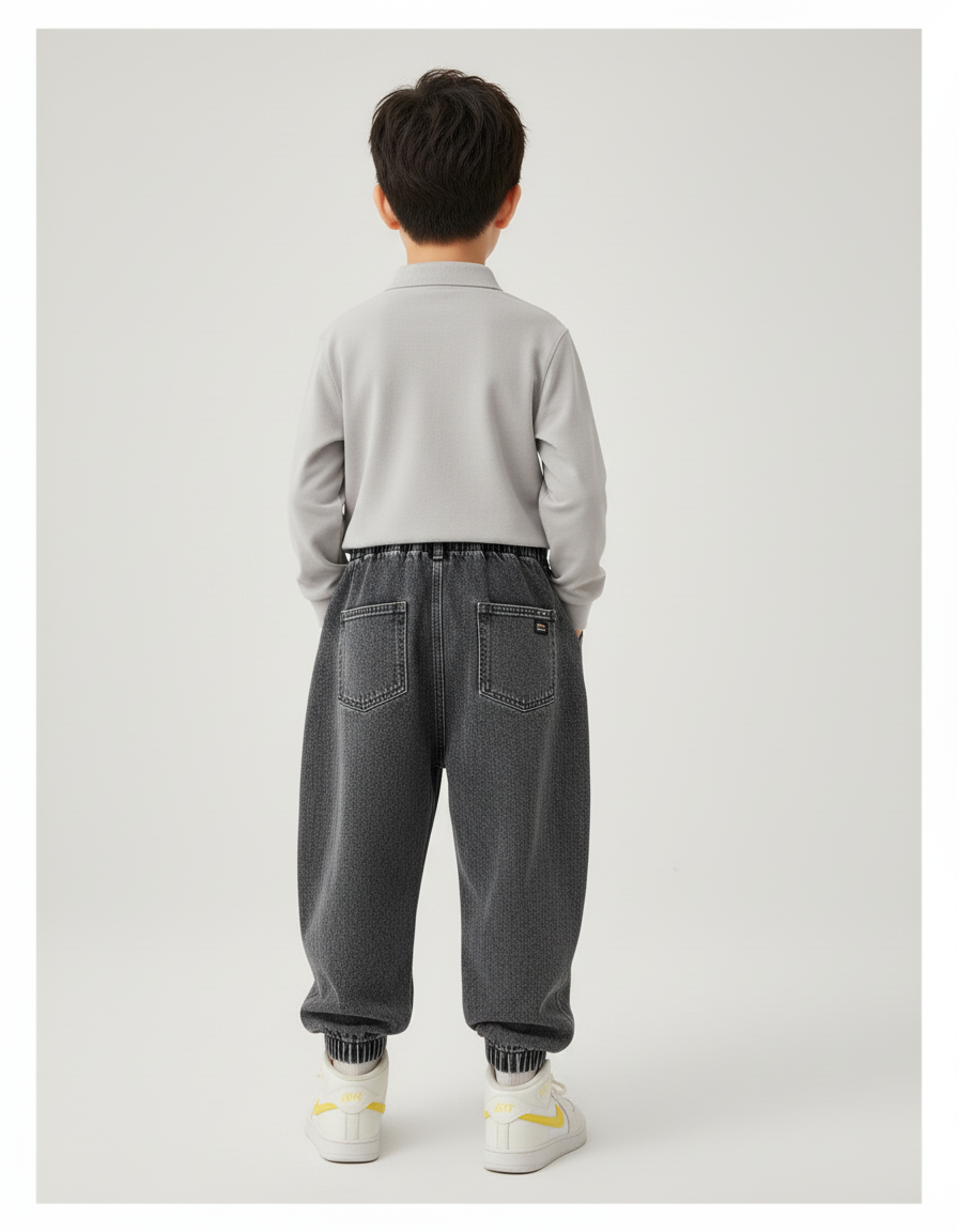 Pantalon Baggy Jean Gris Ample Smiley Garçon - vue 2