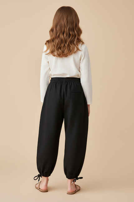 Pantalon Baggy Noir Lin Ample Décontracté Enfant - vue 2