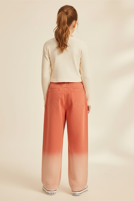 Pantalon Baggy Orange Dégradé Large Coton Enfant - Jean - vue 2