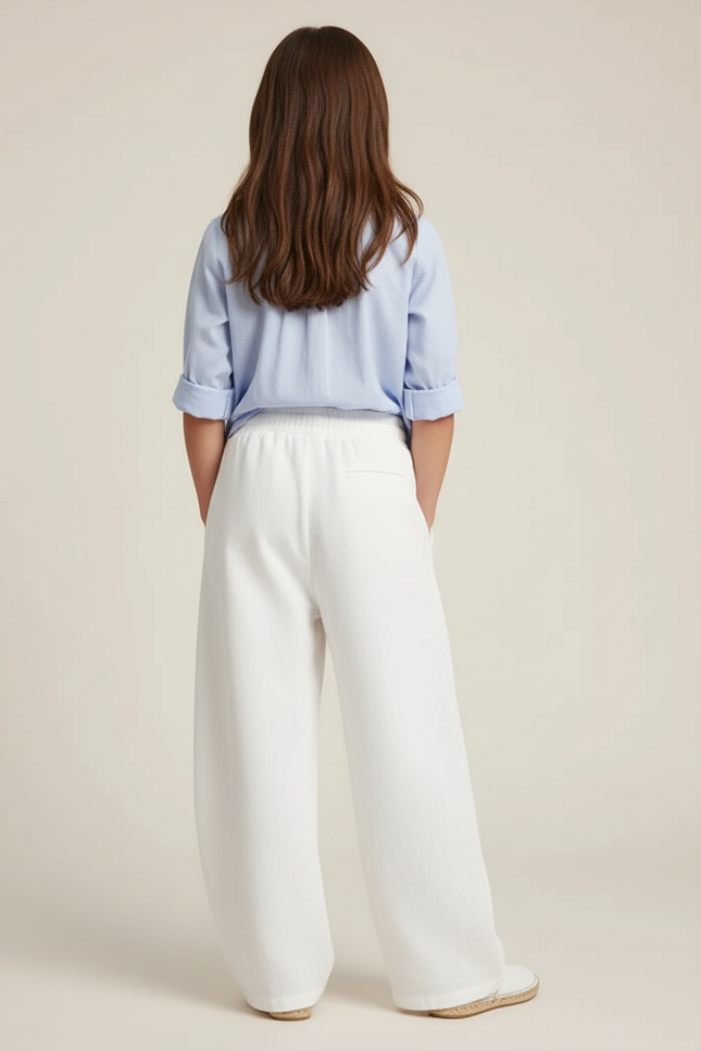 Pantalon Baggy Blanc Ample Molleton Décontracté Enfant - vue 2