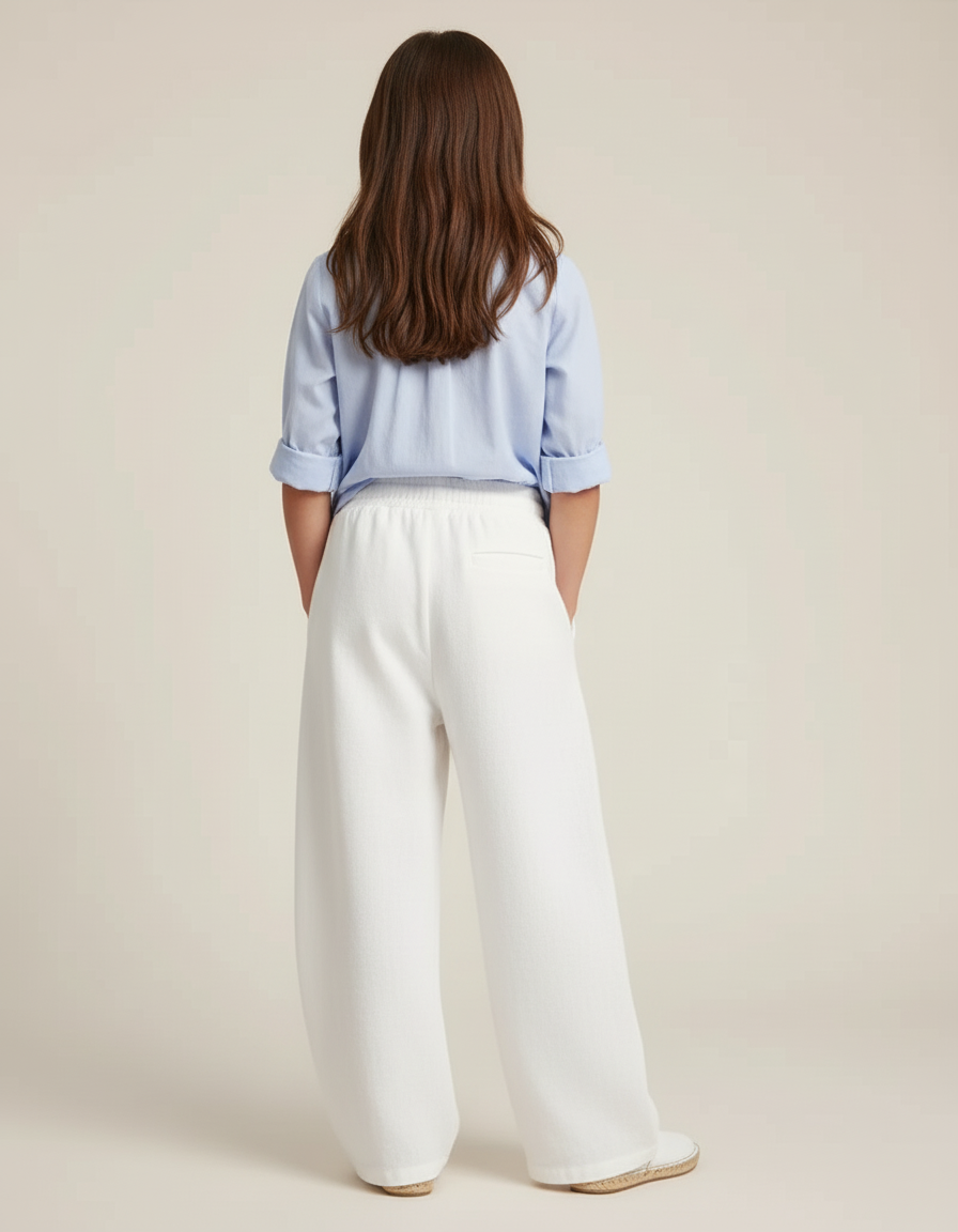 Pantalon Baggy Blanc Ample Molleton Décontracté Enfant - vue 2