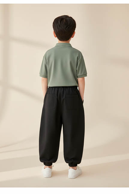 Pantalon Baggy Noir Ample Cargo Décontracté Garçon - Coton - vue 2