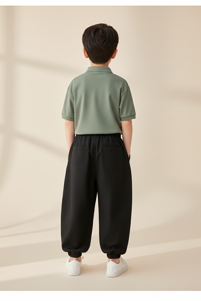 Pantalon Baggy Noir Ample Cargo Décontracté Garçon - Coton - vue 2