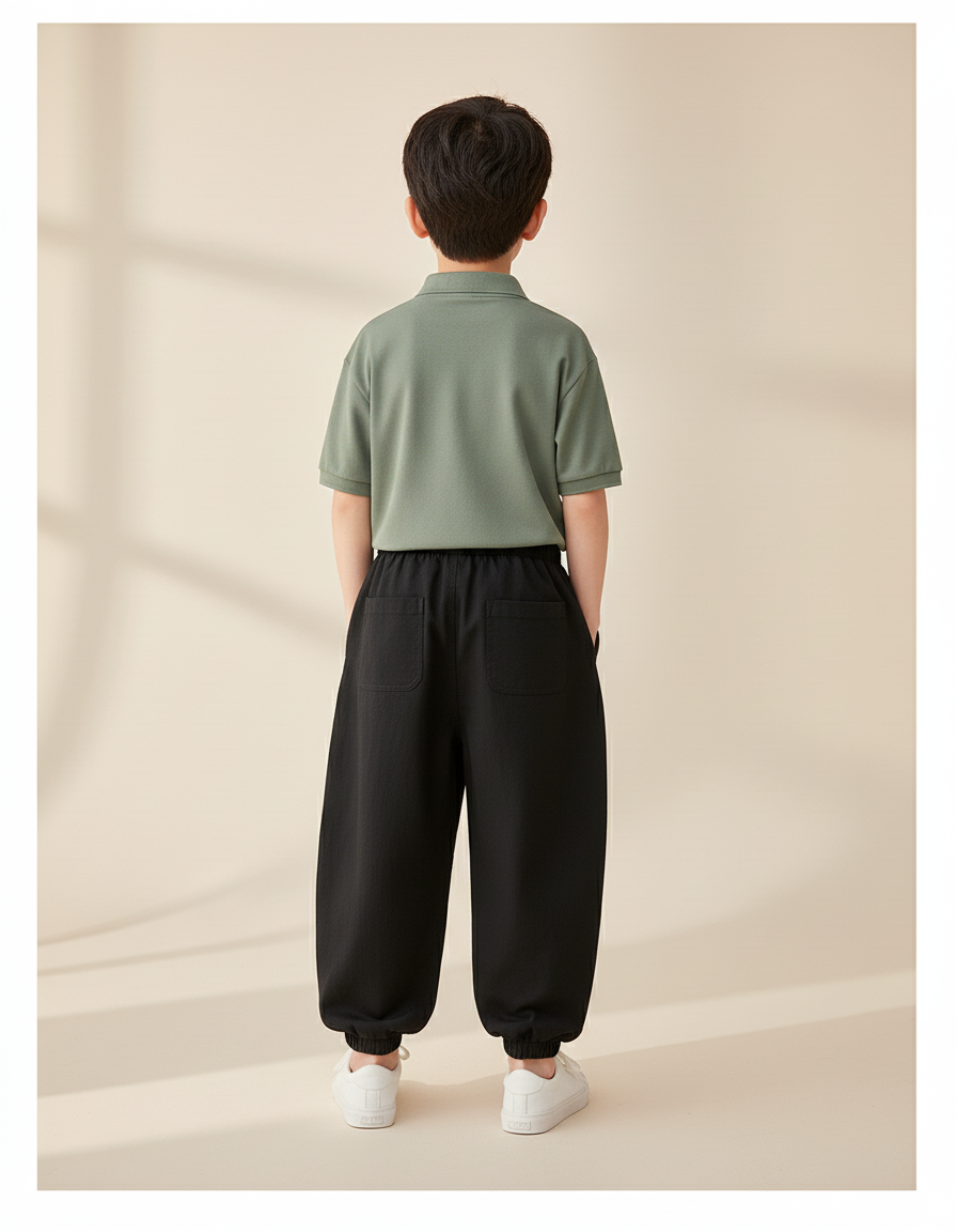 Pantalon Baggy Noir Ample Cargo Décontracté Garçon - Coton - vue 2