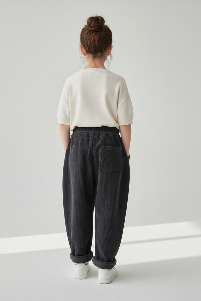 Pantalon Baggy Côtelé Gris Ample Épais Hiver - Cordé - vue 2