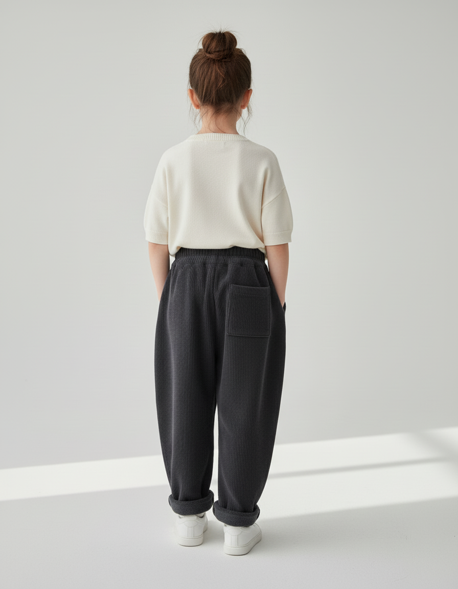 Pantalon Baggy Côtelé Gris Ample Épais Hiver - Cordé - vue 2