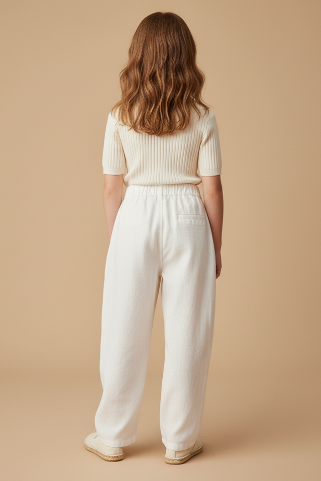 Pantalon Baggy Blanc Ample Lin Confortable Enfant - vue 2