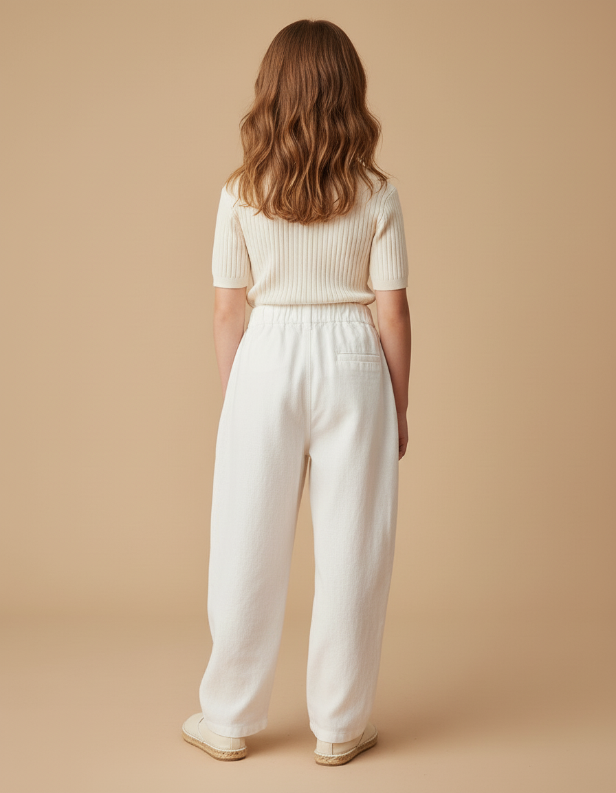 Pantalon Baggy Blanc Ample Lin Confortable Enfant - vue 2