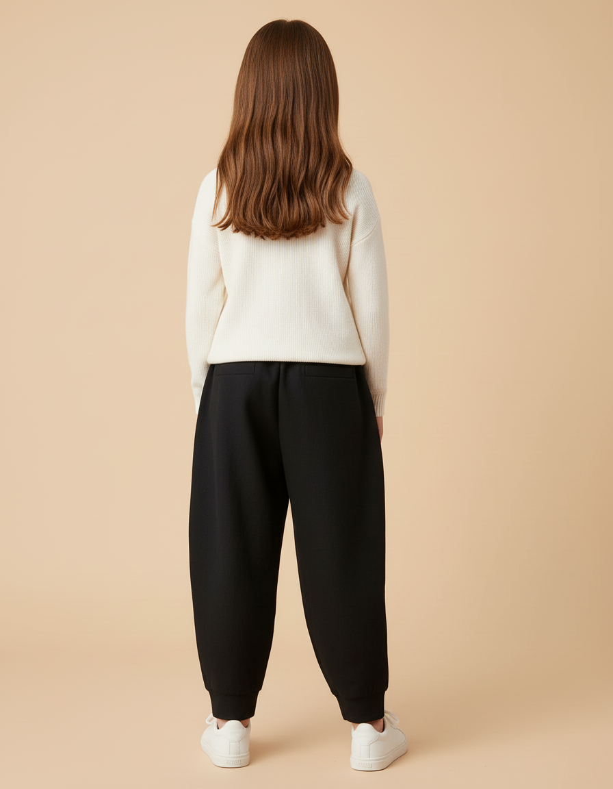 Pantalon Baggy Noir Ample Logo Enfant Coton - Molleton - vue 2