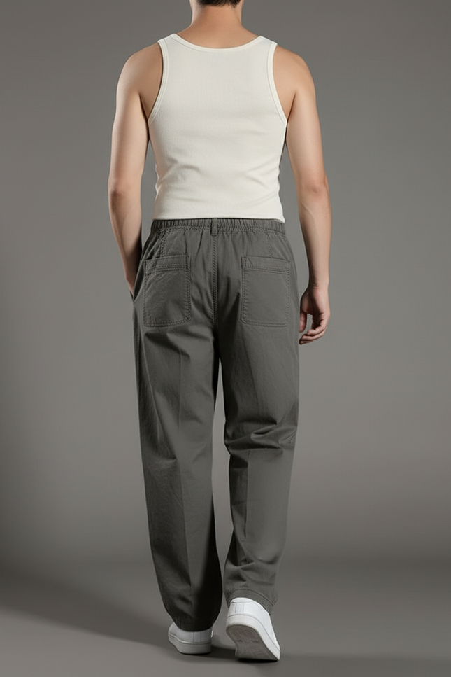 Pantalon Baggy Gris Coton Ample Décontracté Homme - vue 2