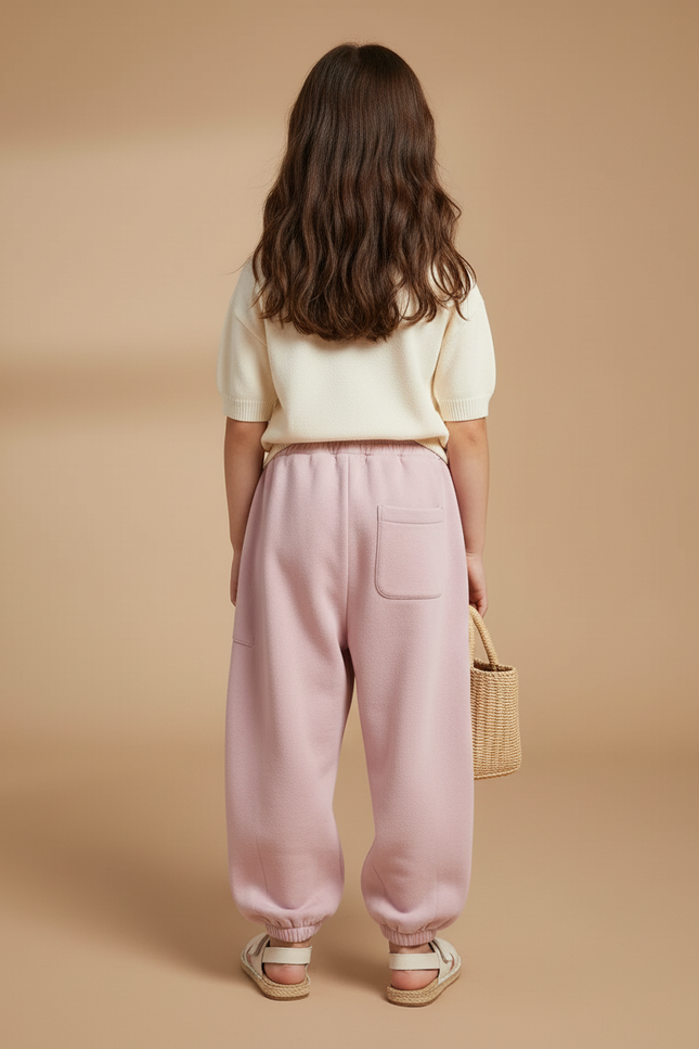 Pantalon Baggy Rose Molletonné Ample Décontracté Enfant - vue 2