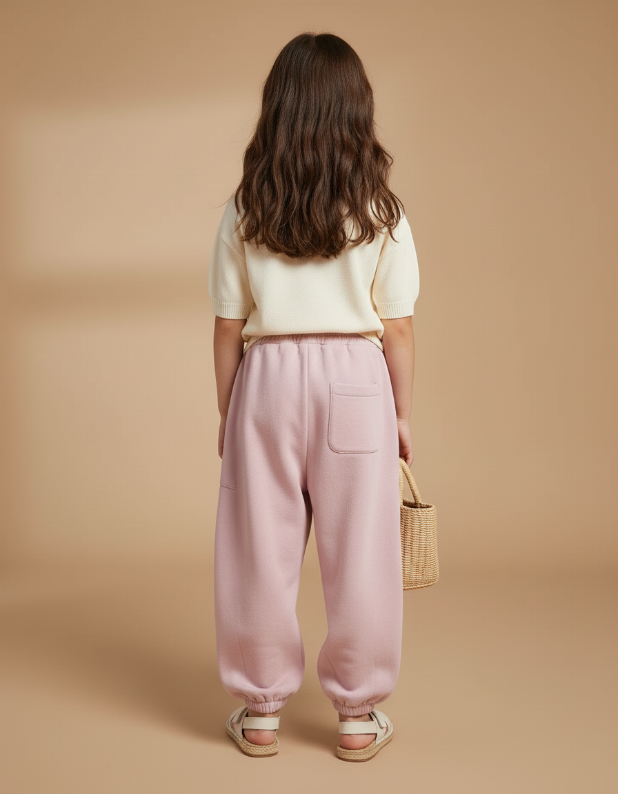 Pantalon Baggy Rose Molletonné Ample Décontracté Enfant - vue 2