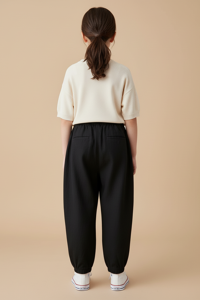 Pantalon Baggy Fille Noir Jogging - Lin - vue 2