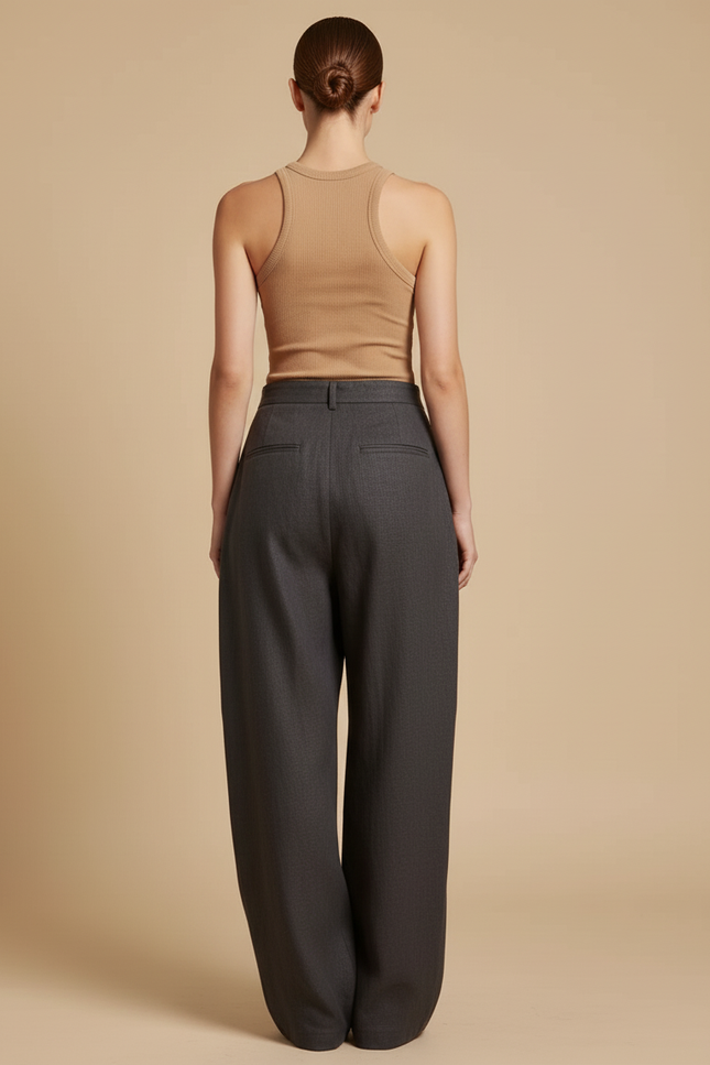 Pantalon Baggy Fluide Femme - Gris Lin - vue 2