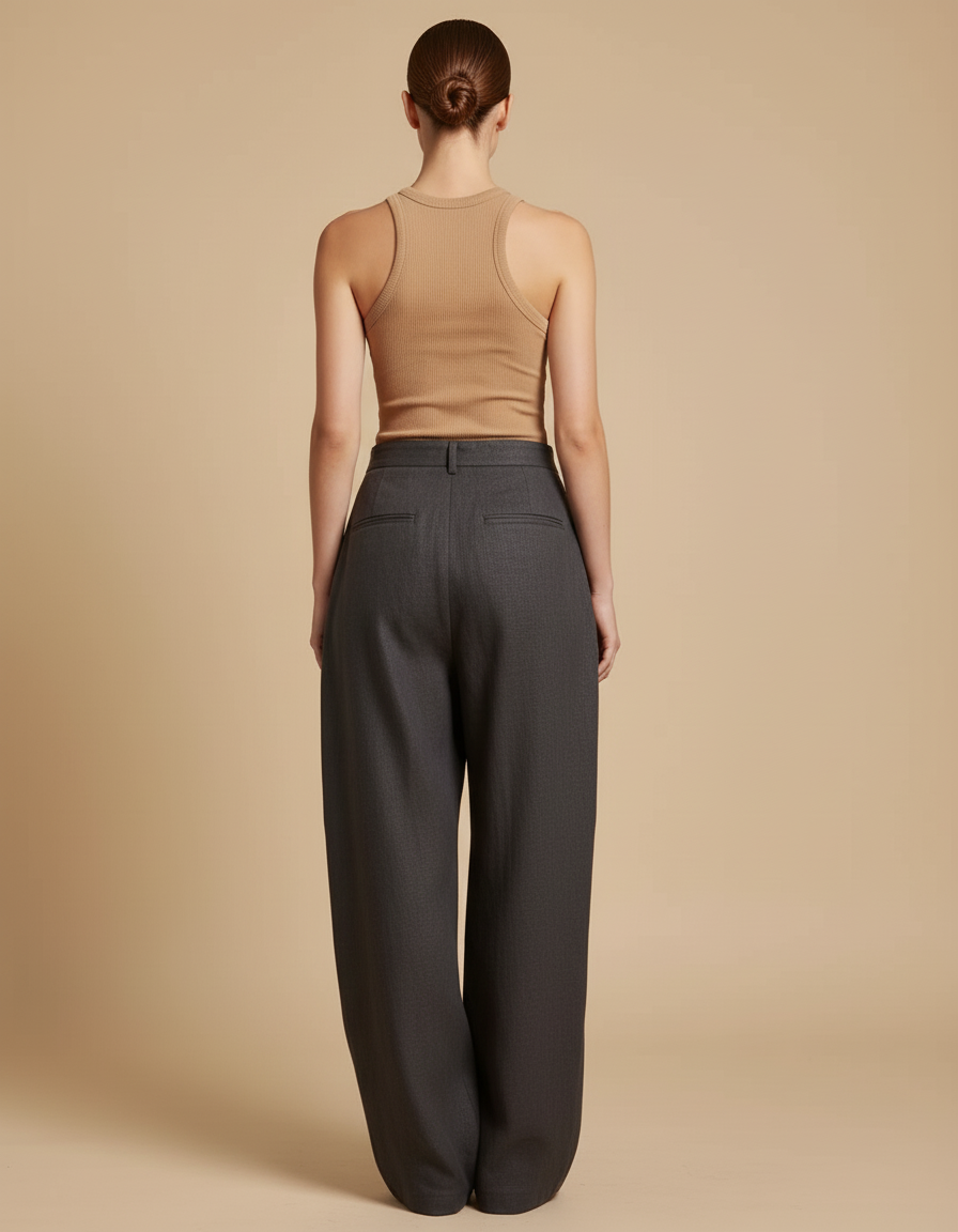 Pantalon Baggy Fluide Femme - Gris Lin - vue 2