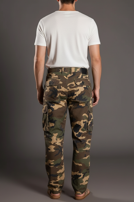 Pantalon Baggy Camouflage Coton Ample Cargo Homme - Multicolore - vue 2