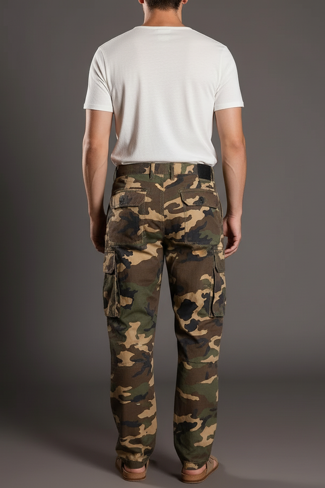 Pantalon Baggy Camouflage Coton Ample Cargo Homme - Multicolore - vue 2