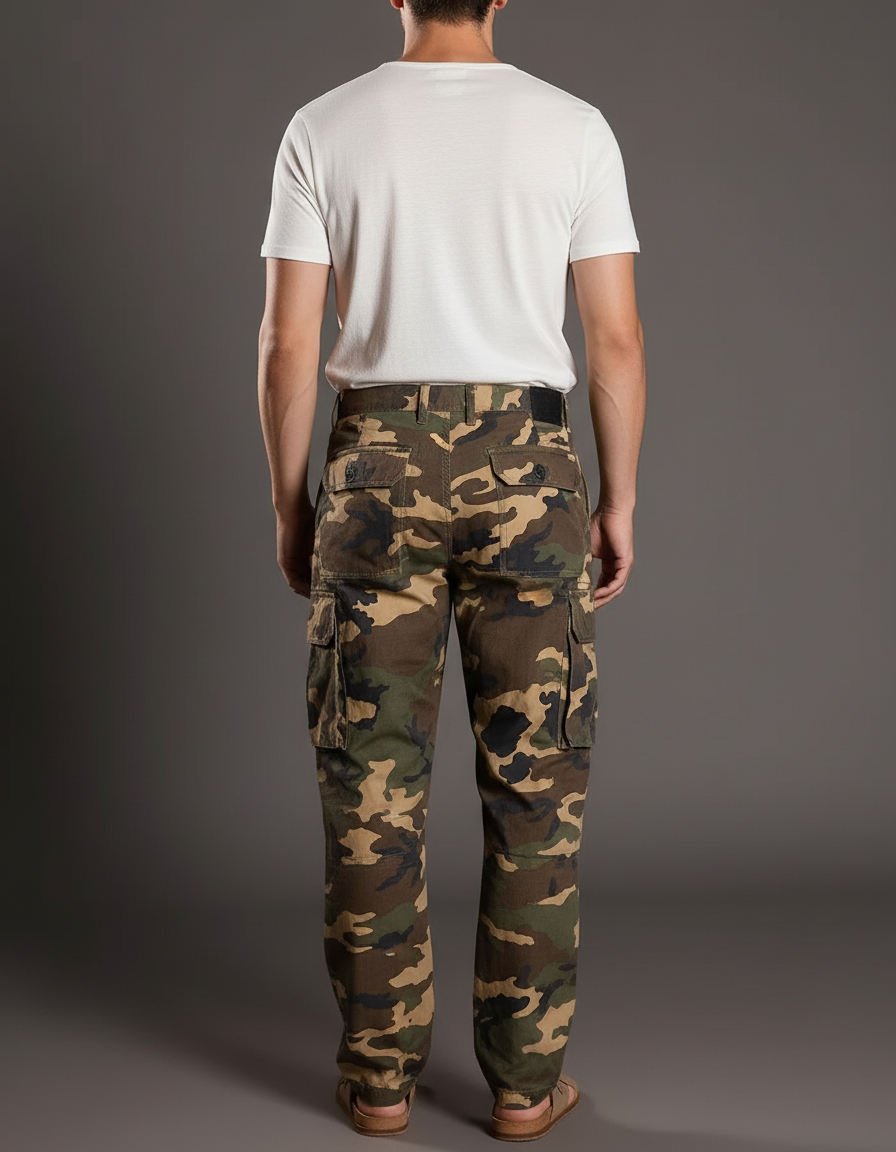 Pantalon Baggy Camouflage Coton Ample Cargo Homme - Multicolore - vue 2