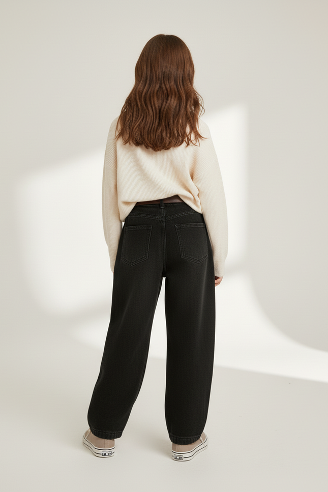 Pantalon Baggy Noir Ample Coton Pour Fille - Jean - vue 2