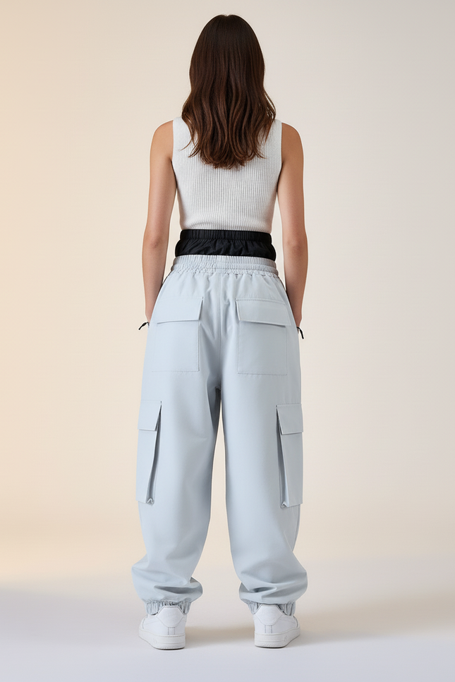Pantalon Baggy Cargo Ample Cordon Sport Femme - Bleu Polyester - vue 2