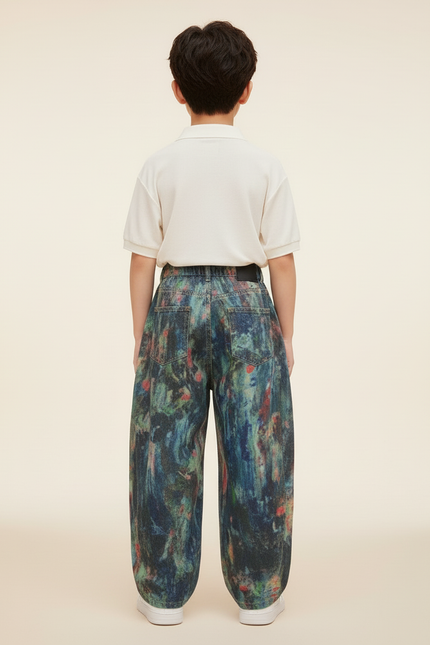 Pantalon Baggy Peinture Colorée Denim Ample Enfant - Multicolore Jean - vue 2