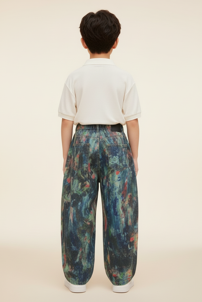 Pantalon Baggy Peinture Colorée Denim Ample Enfant - Multicolore Jean - vue 2
