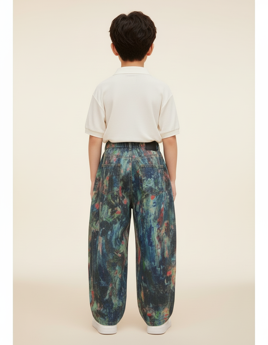Pantalon Baggy Peinture Colorée Denim Ample Enfant - Multicolore Jean - vue 2