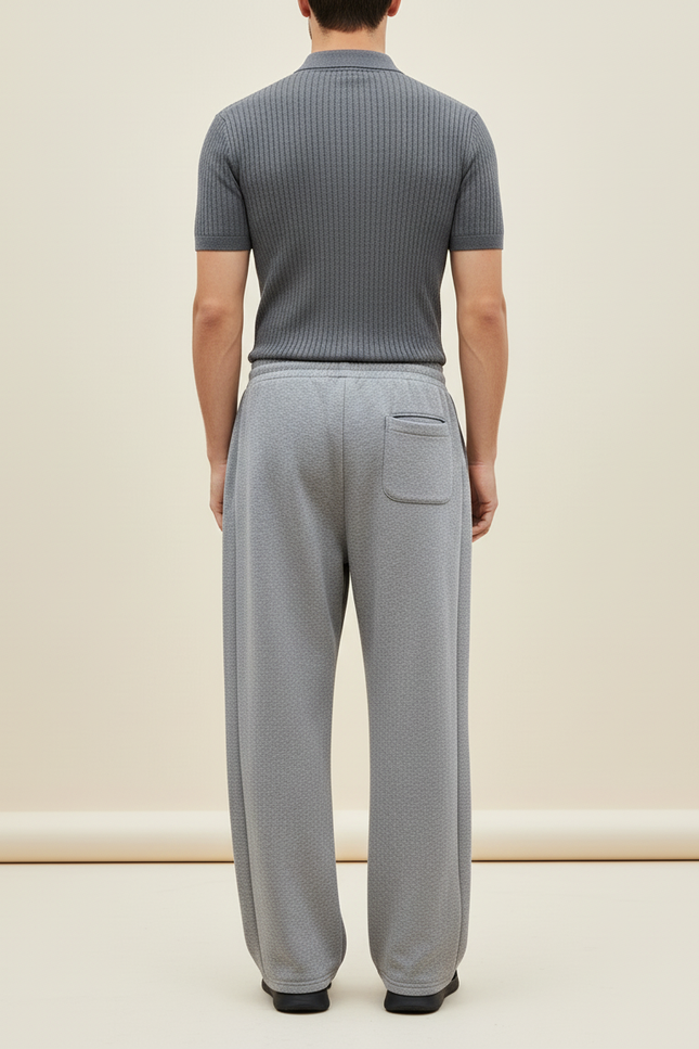 Pantalon Baggy Gris Logo Rose Décontracté Homme - Molleton - vue 2