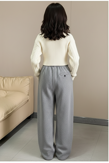 Pantalon Baggy Gris Molleton Cordon Ample Confortable - vue 2