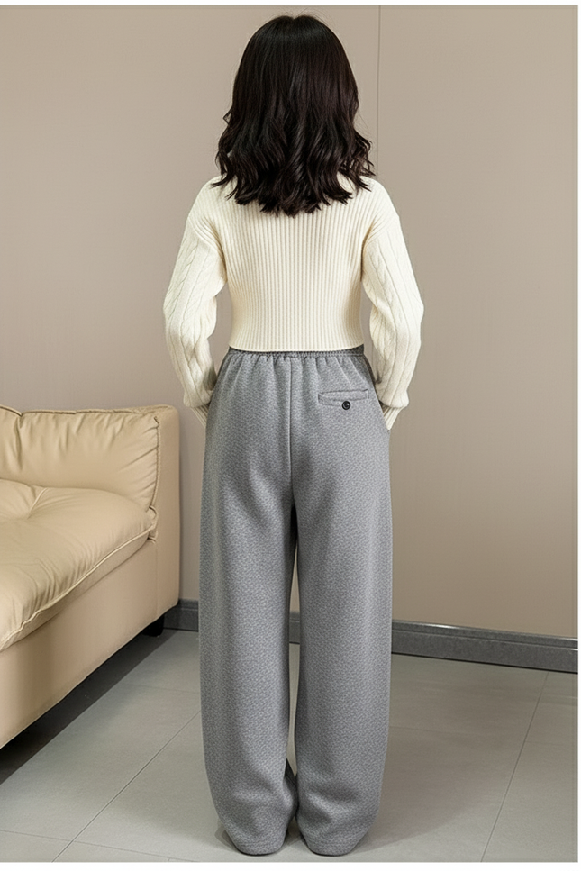 Pantalon Baggy Gris Molleton Cordon Ample Confortable - vue 2
