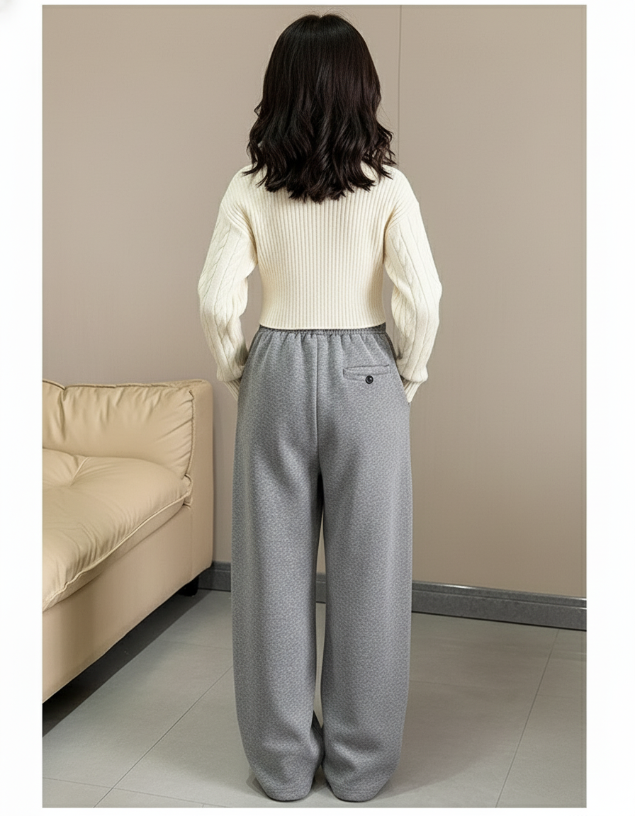 Pantalon Baggy Gris Molleton Cordon Ample Confortable - vue 2