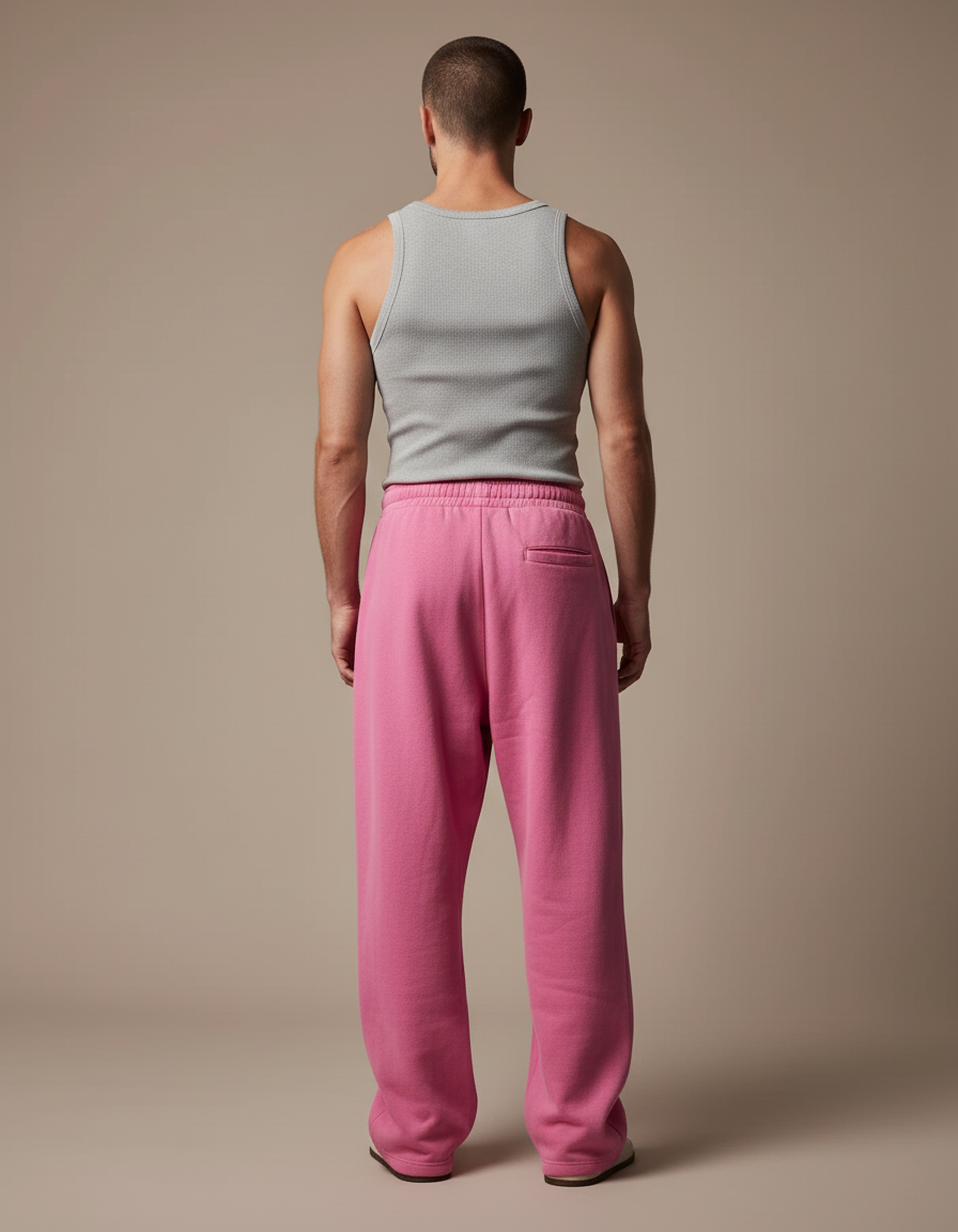 Pantalon Baggy Rose Ample Molleton Imprimé Décontracté Homme - vue 2