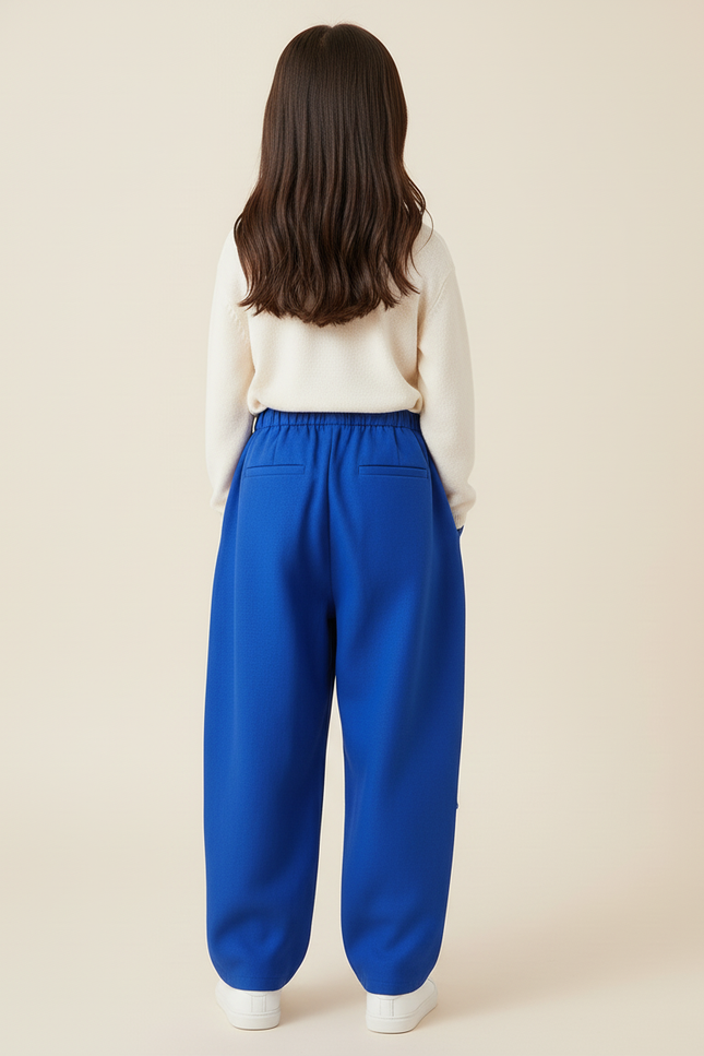 Pantalon Baggy Bleu Royal Ample Fluide Enfant - Molleton - vue 2