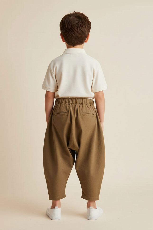 Pantalon Baggy Kaki Ample Coton Plissé Garçon - vue 2