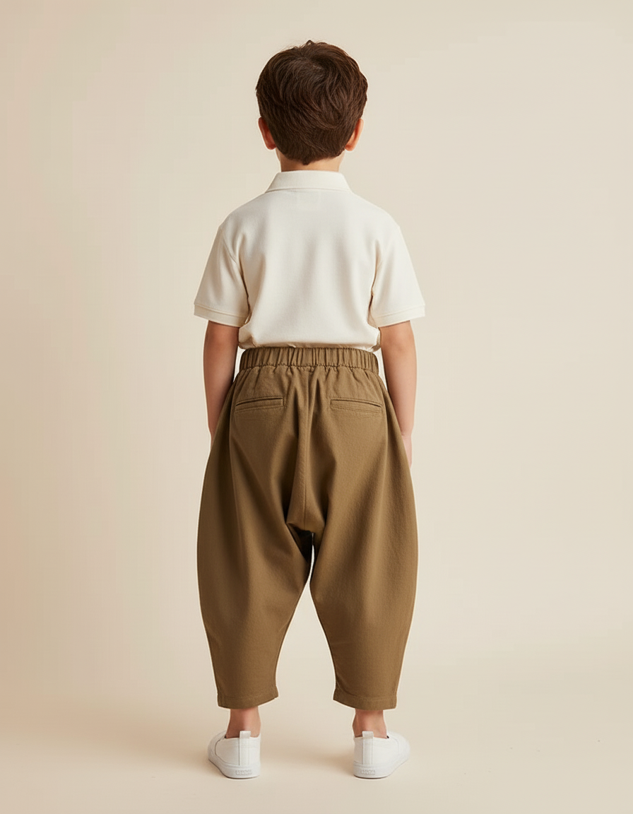 Pantalon Baggy Kaki Ample Coton Plissé Garçon - vue 2