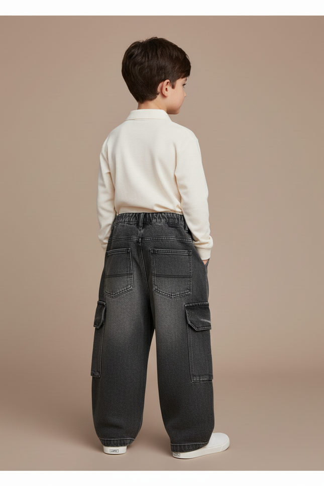 Pantalon Baggy Cargo Gris Foncé Ample Décontracté Garçon - Jean - vue 2