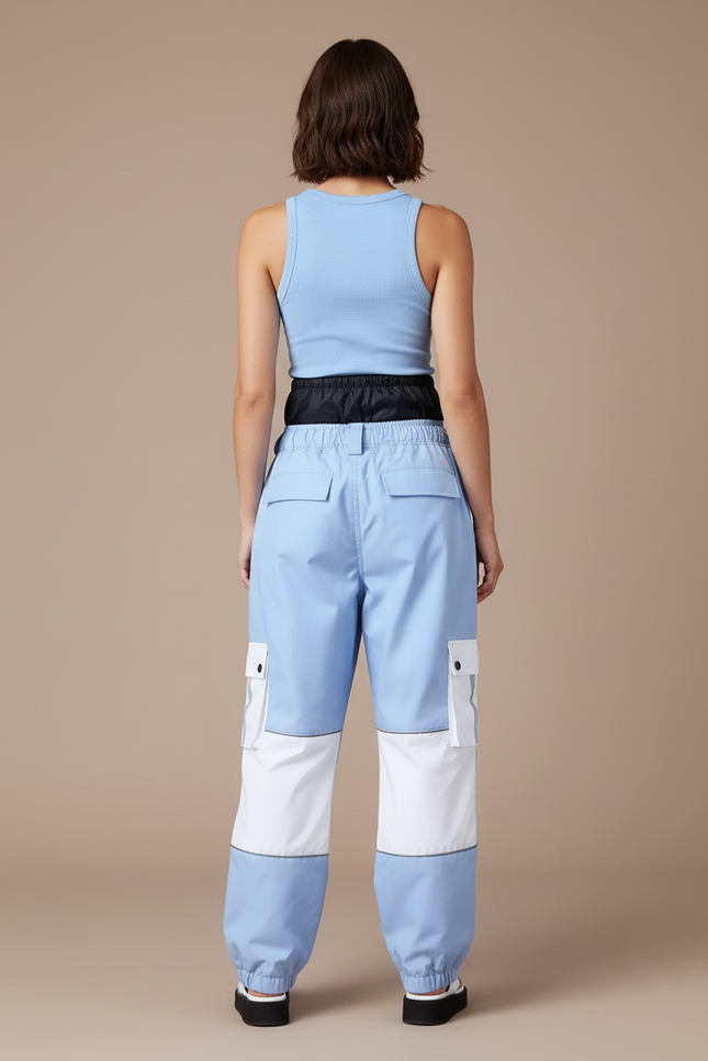 Pantalon Baggy Bleu Imperméable Bicolore Cargo Femme - Polyester - vue 2