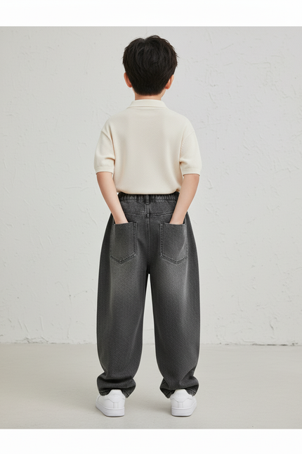 Pantalon Baggy Gris Foncé Denim Ample Garçon Décontracté - Jean - vue 2