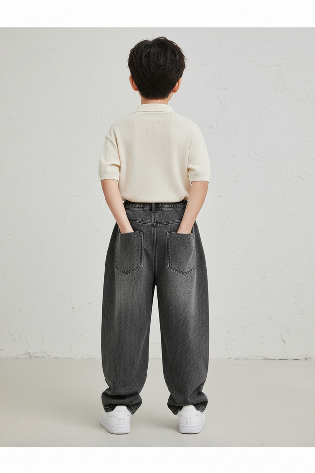 Pantalon Baggy Gris Foncé Denim Ample Garçon Décontracté - Jean - vue 2