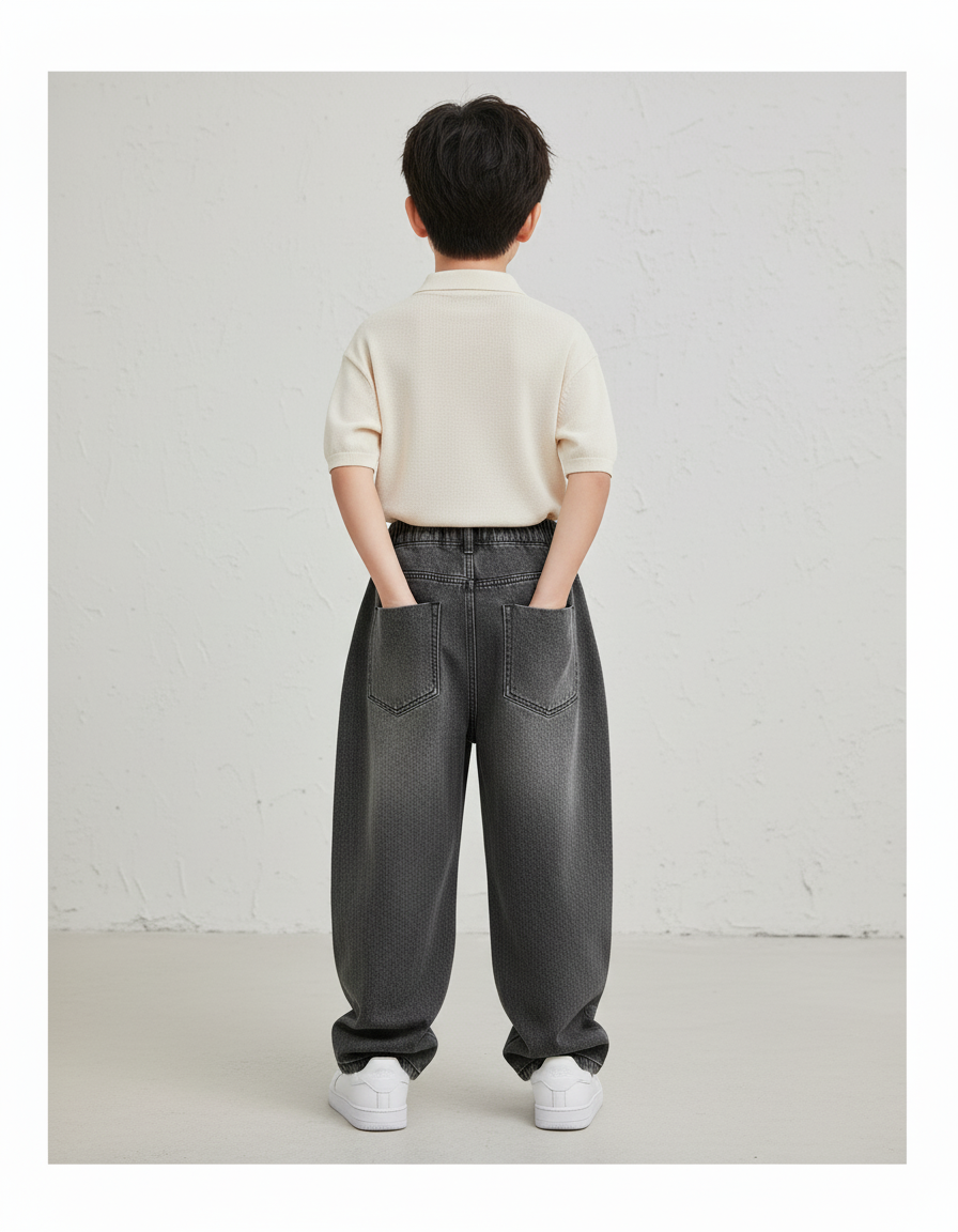 Pantalon Baggy Gris Foncé Denim Ample Garçon Décontracté - Jean - vue 2