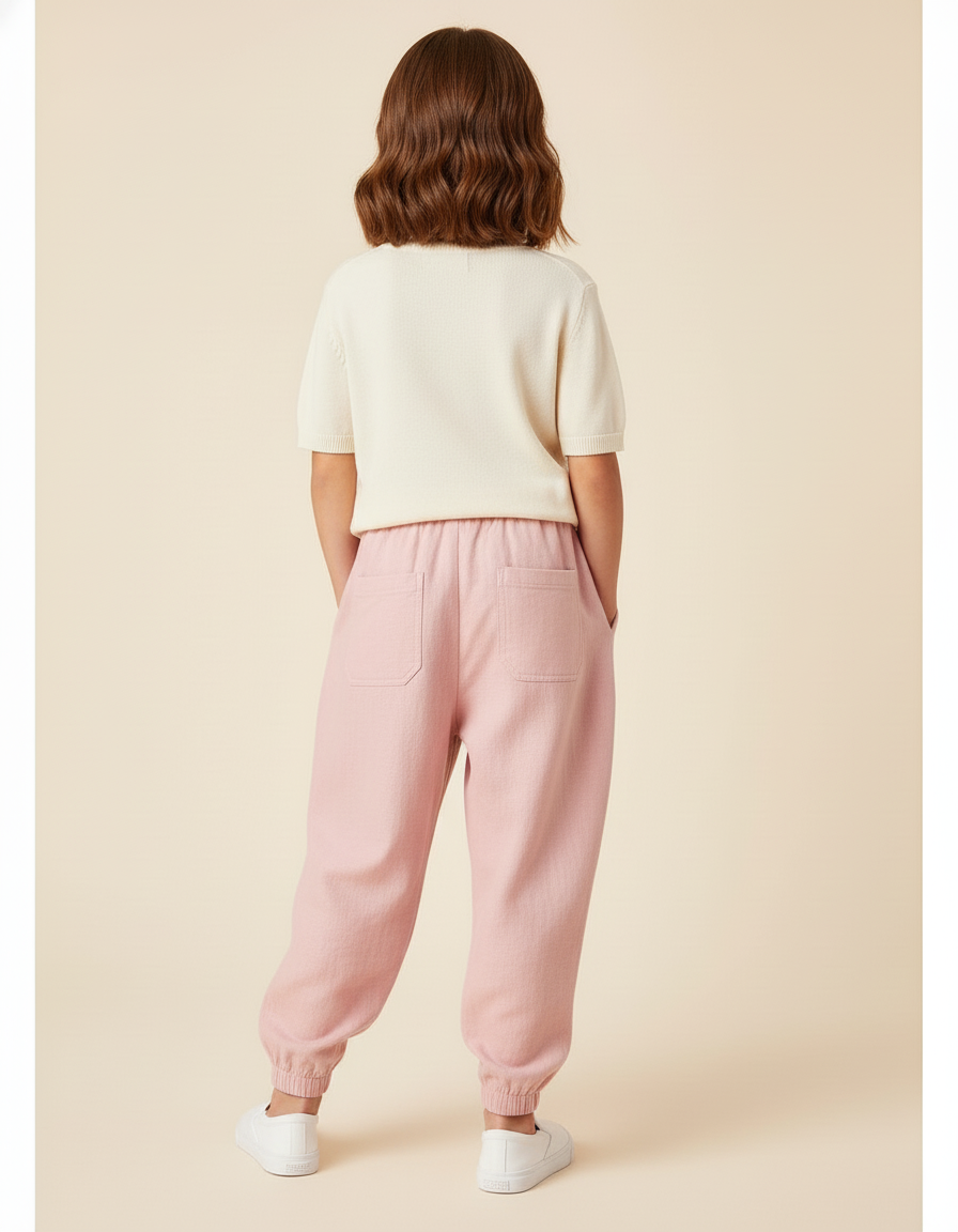 Pantalon Baggy Rose Coton Ample Imprimé Anime Fille - vue 2