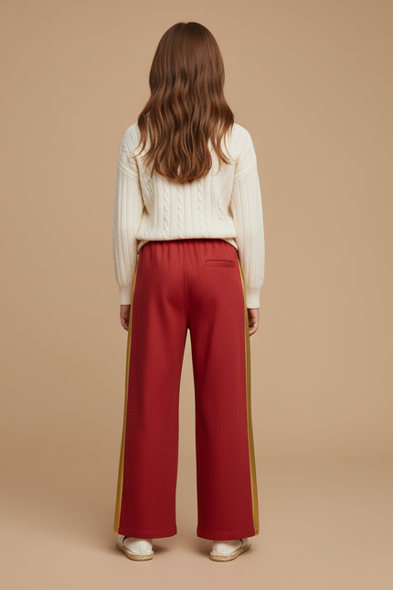 Pantalon Baggy Rouge Doré Large Fille Côtelé Décontracté - Molleton - vue 2
