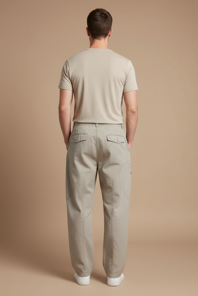 Pantalon Baggy Beige Coton Ample Cargo Homme - Toile - vue 2