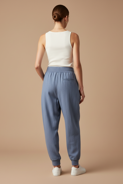 Pantalon Baggy Bleu Coton Ample Confortable Décontracté - Molleton - vue 2