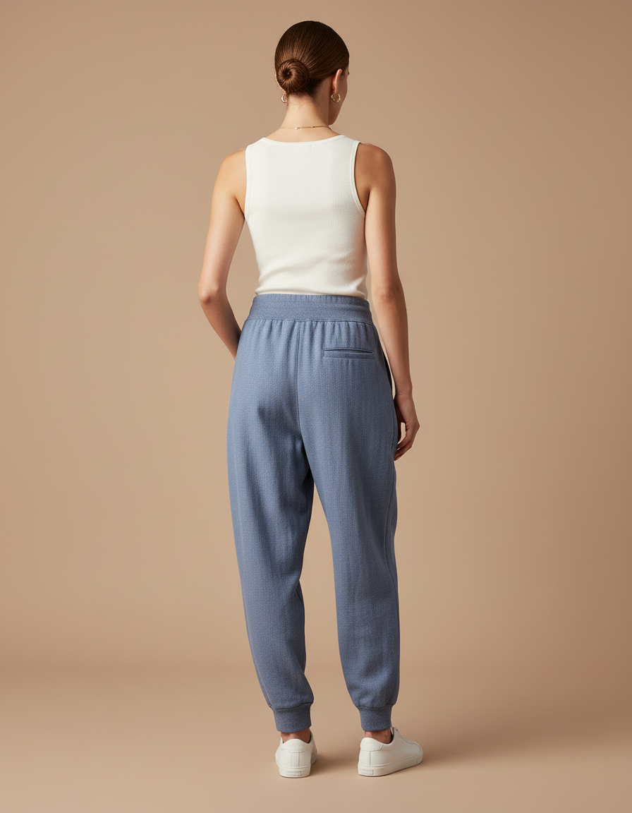 Pantalon Baggy Bleu Coton Ample Confortable Décontracté - Molleton - vue 2