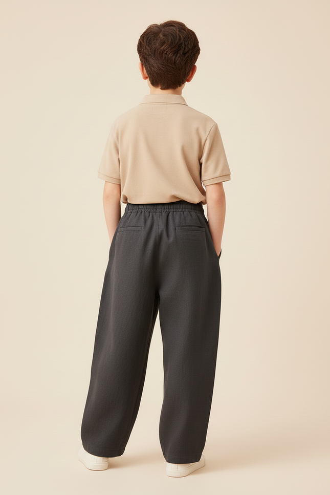 Pantalon Baggy Gris Ample Lin Décontracté Enfant - vue 2