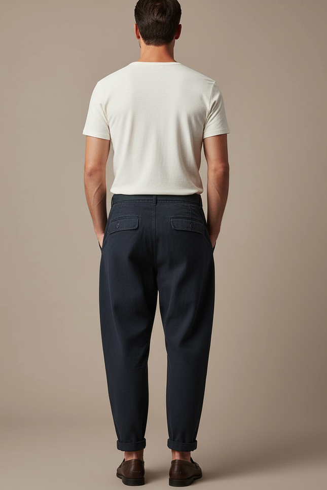 Pantalon Baggy Bleu Marine Coton Ample Décontracté Homme - vue 2