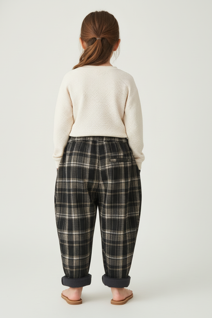 Pantalon Baggy Carreaux Écossais Chaud Hiver Enfant - Multicolore Tweed - vue 2